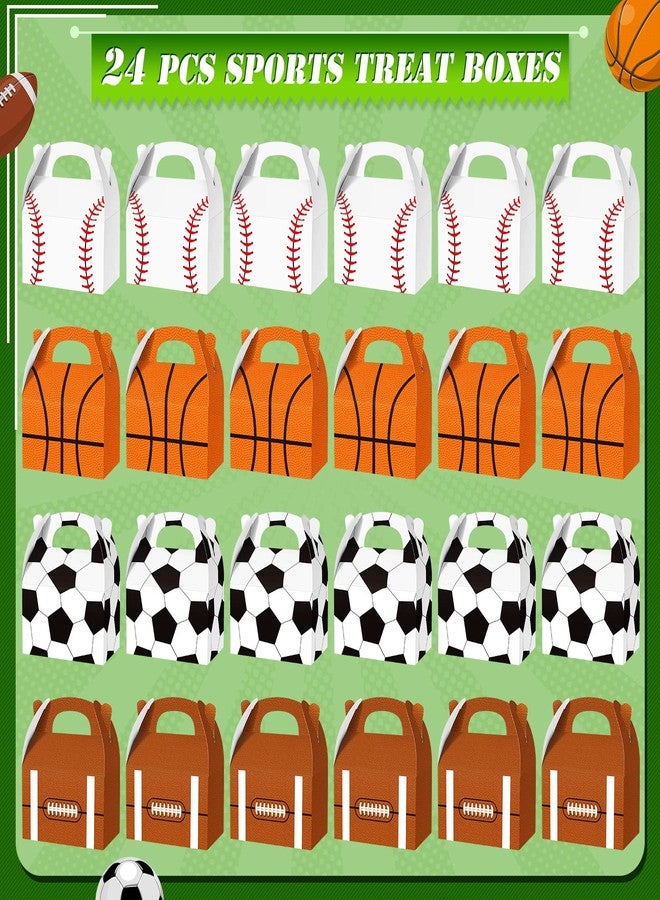 PerKoop 24 Pcs Sports Theme Birthday Party Supplies Soccer Party Treat Boxes Bags Sports Candy Bags Baseball Basketball Gift Boxes with Handle for Baby Shower Supplies Decorations - Image 4